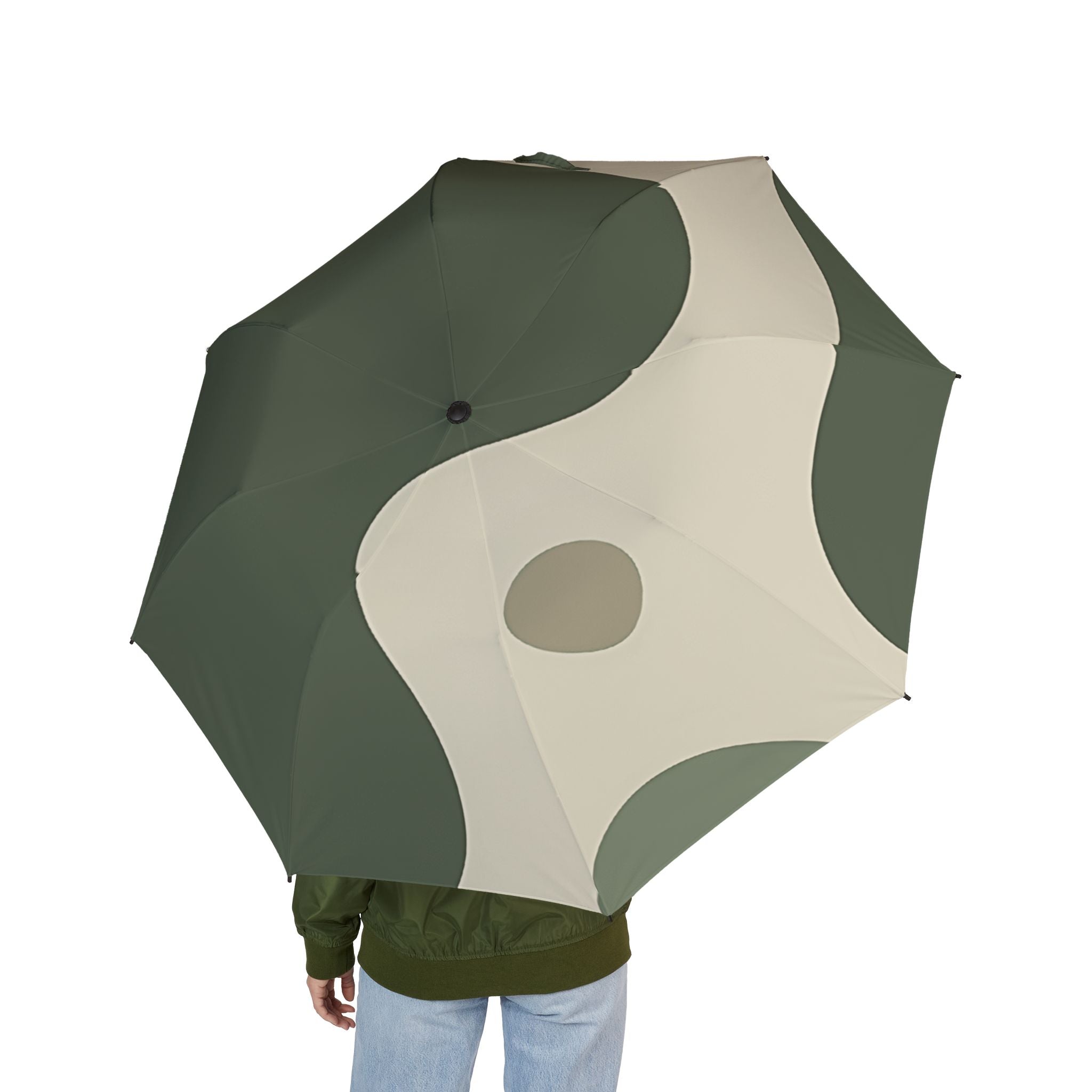 Green and Beige Yin-Yang Umbrella, Artsulli - Art is Long, Life is Short, Accessories, , , , , , , 