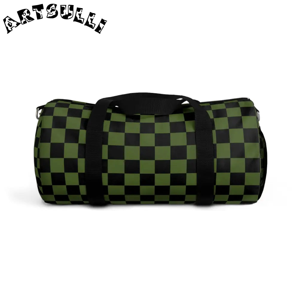 JAKKOUTTHEBXX Green and Black Checkerboard Custom Printed Duffel Bag 2025