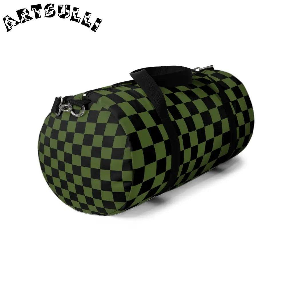 JAKKOUTTHEBXX Green and Black Checkerboard Custom Printed Duffel Bag 2025