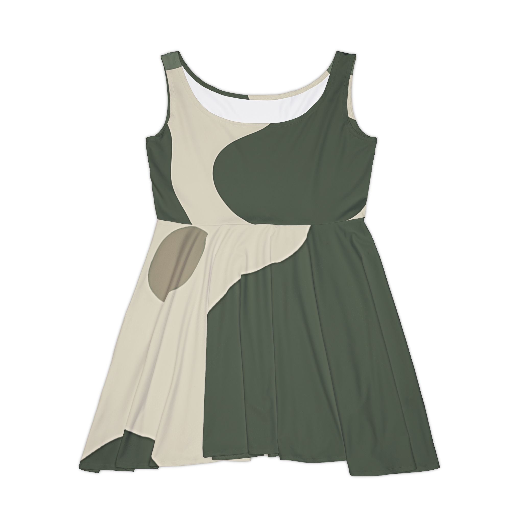 Printify Green and Cream Abstract Midi Dress 2025