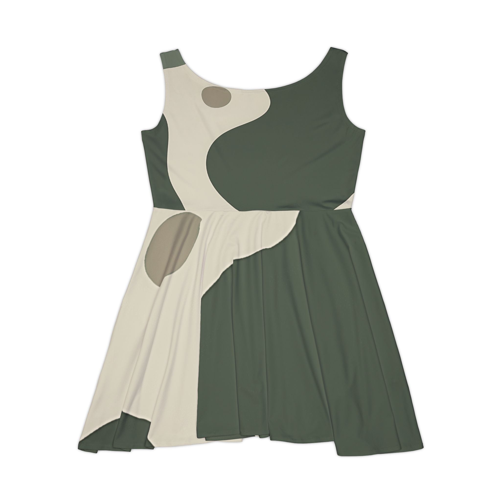 Green and Cream Abstract Midi Dress, Artsulli - Art is Long, Life is Short, All Over Prints, , , , , , , 
