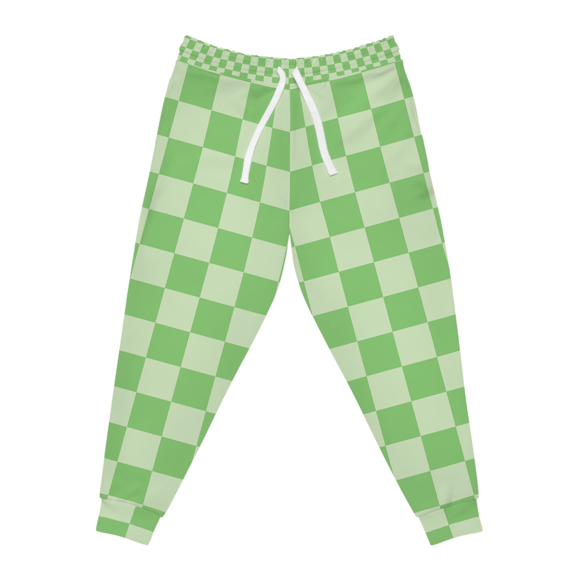 Green and Light Green Checkerboard Joggers, Artsulli - Art is Long, Life is Short, All Over Prints, Size, S, Color, Seam thread color automatically matched to design, , , 11899475956327765499