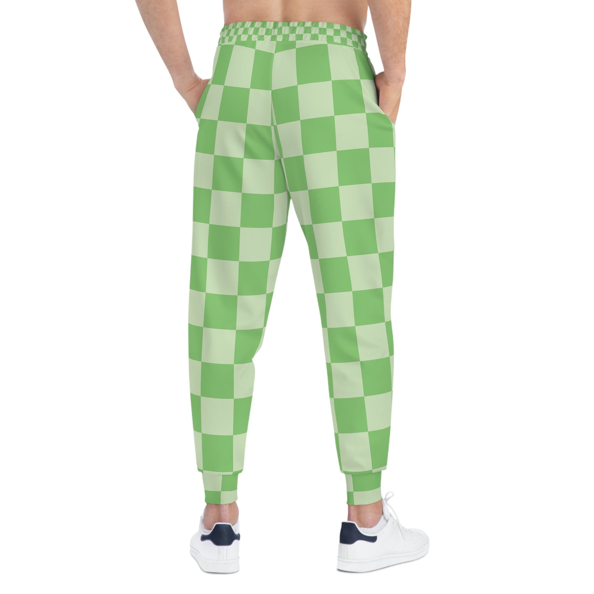 Green and Light Green Checkerboard Joggers, Artsulli - Art is Long, Life is Short, All Over Prints, , , , , , , 