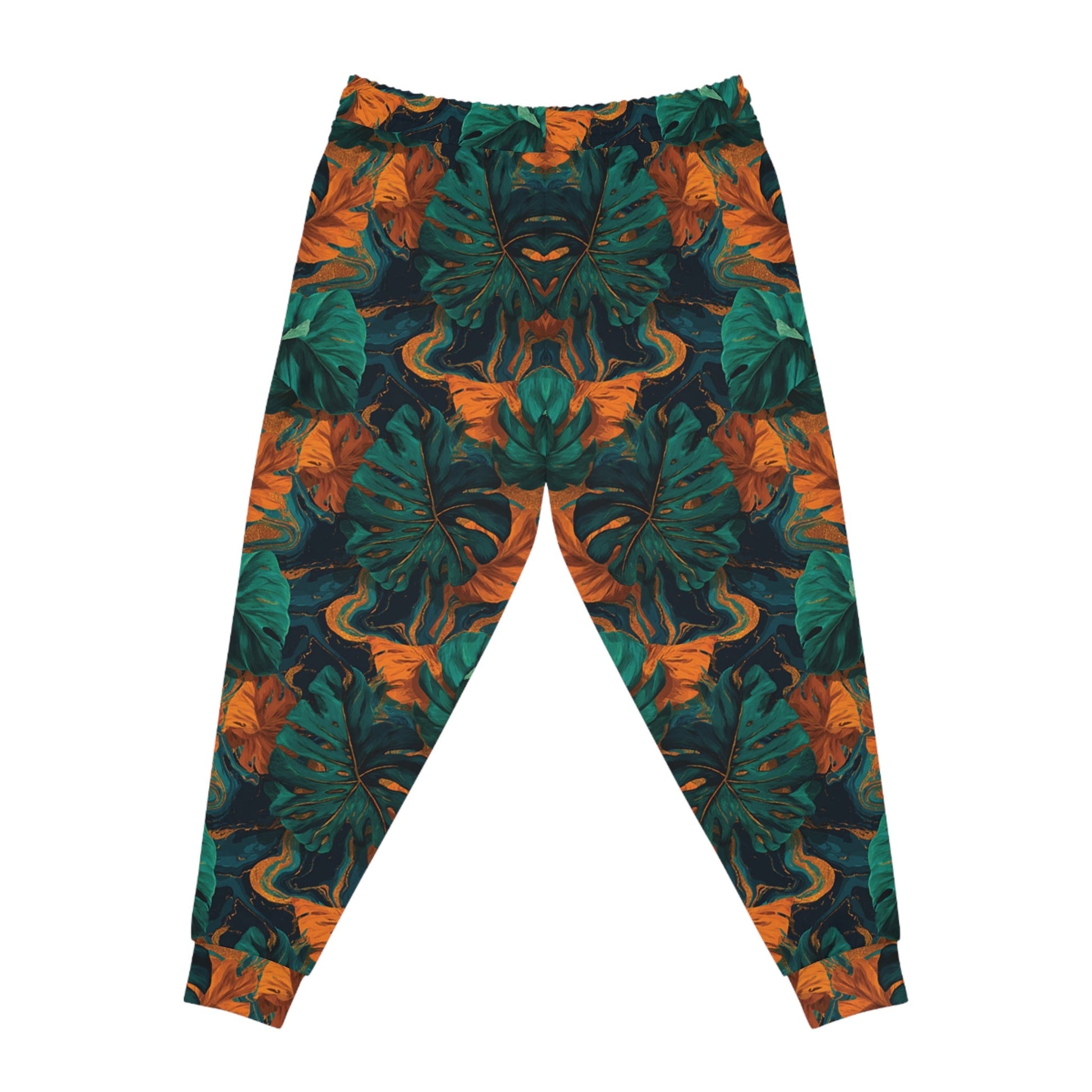 Green and Orange Tropical Leaf Joggers, Artsulli - Art is Long, Life is Short, All Over Prints, , , , , , , 
