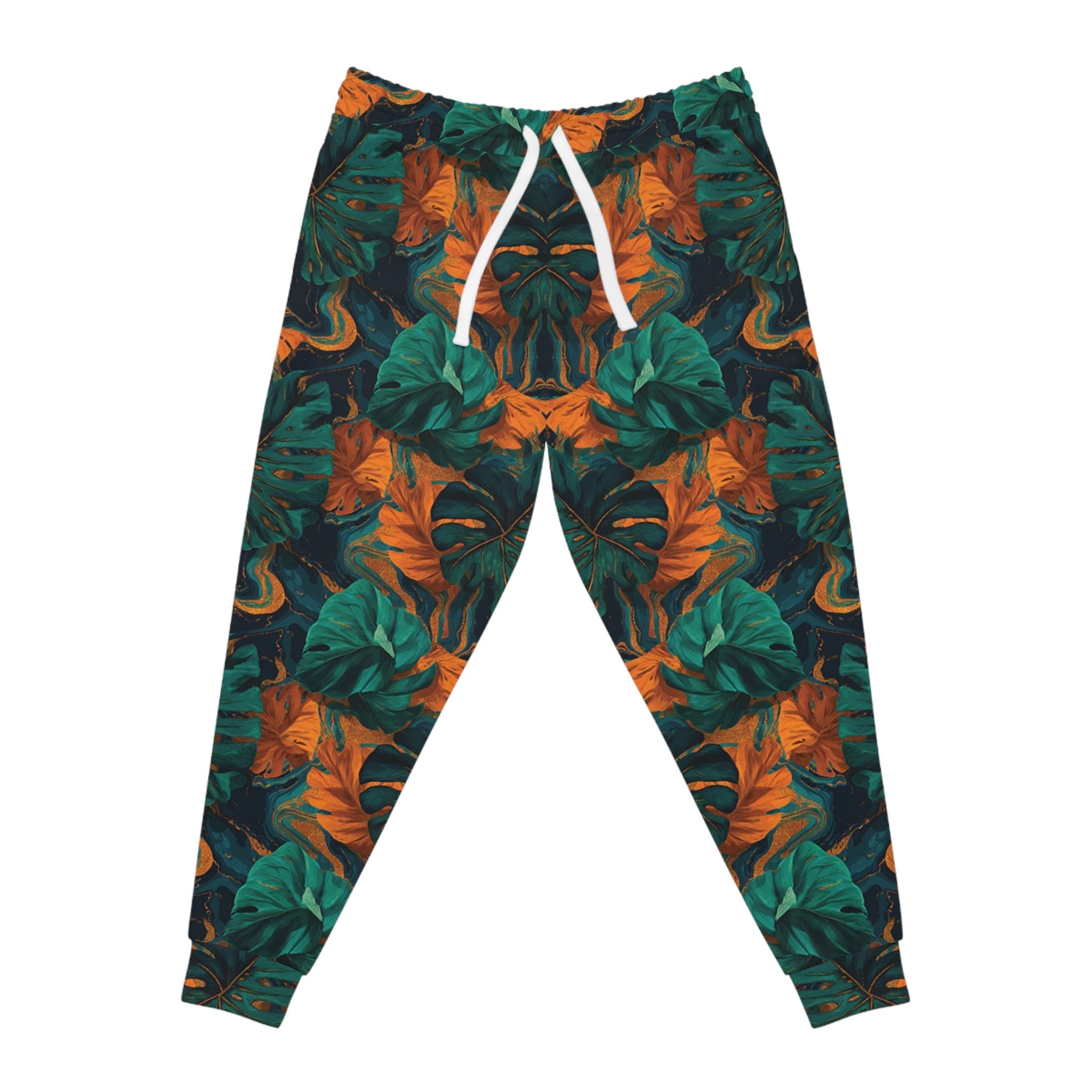 Printify Green and Orange Tropical Leaf Joggers 2025