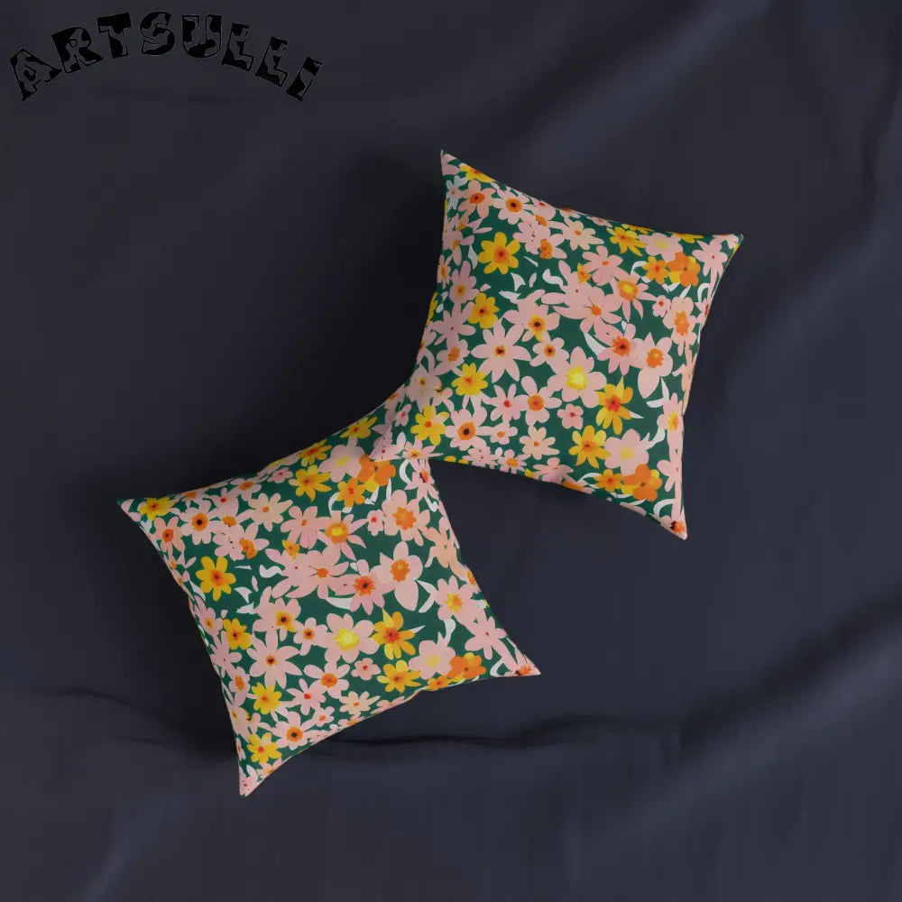 Green and Pink Floral Throw Pillow, Artsulli - Art is Long, Life is Short, Home Decor, , , , , , , 