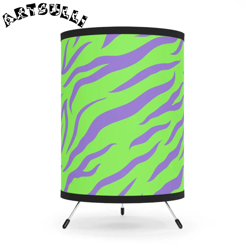 Green and Purple Zebra Printed Shade Tripod Lamp, Artsulli - Art is Long, Life is Short, Home Decor, Size, One size, Color, Black, , , 13468552259846