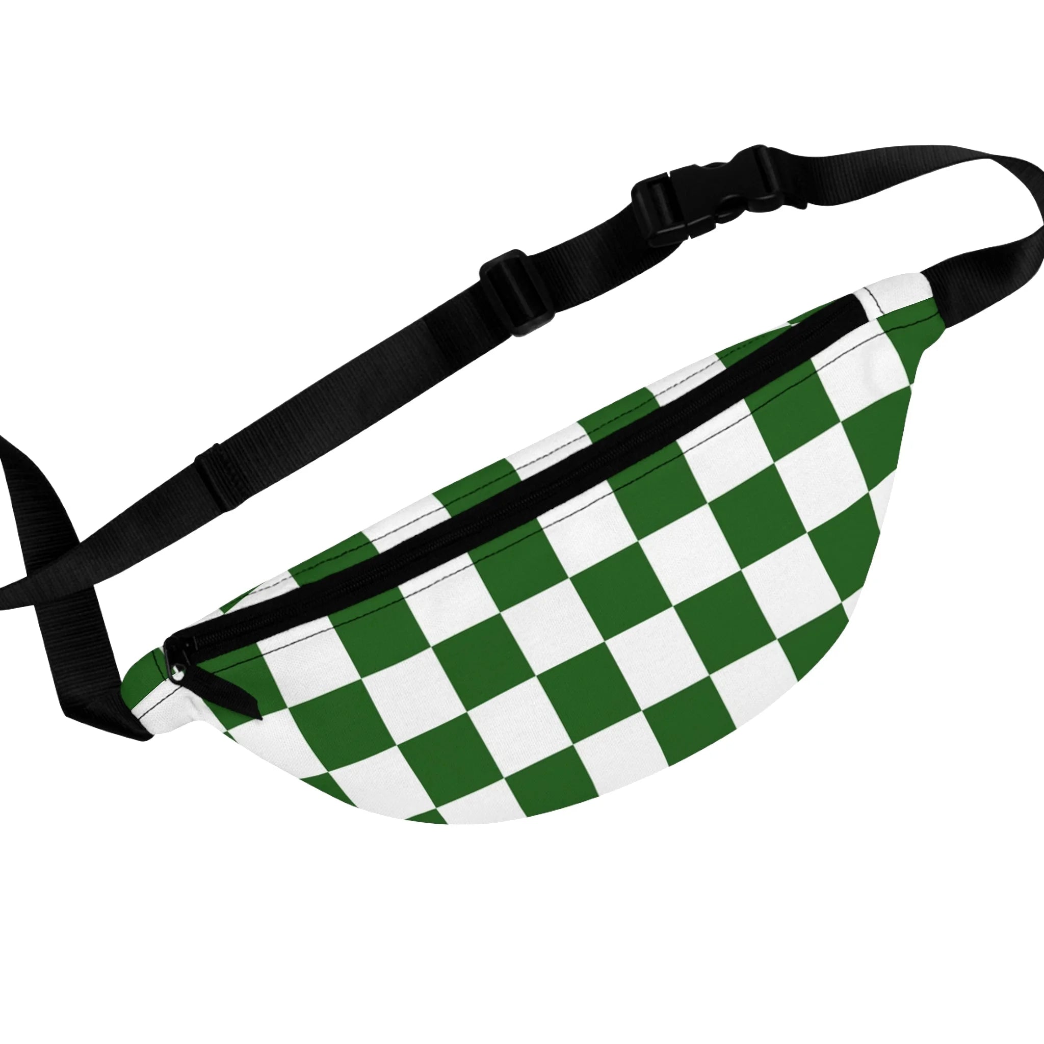Green and White Checkered Lightweight Fanny Pack, Artsulli - Art is Long, Life is Short, Bags, Size, One size, , , , , 19755889726869800300