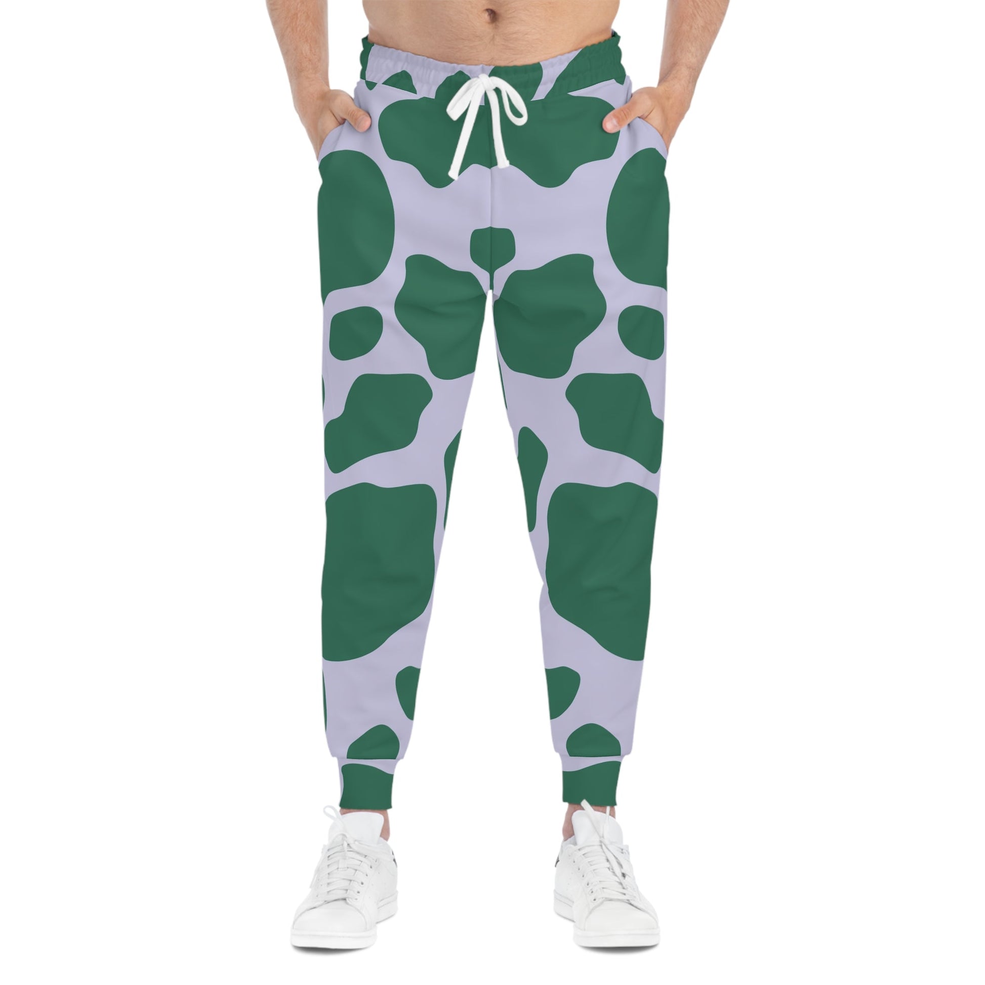 Green and White Cow Print Joggers, Artsulli - Art is Long, Life is Short, All Over Prints, , , , , , , 