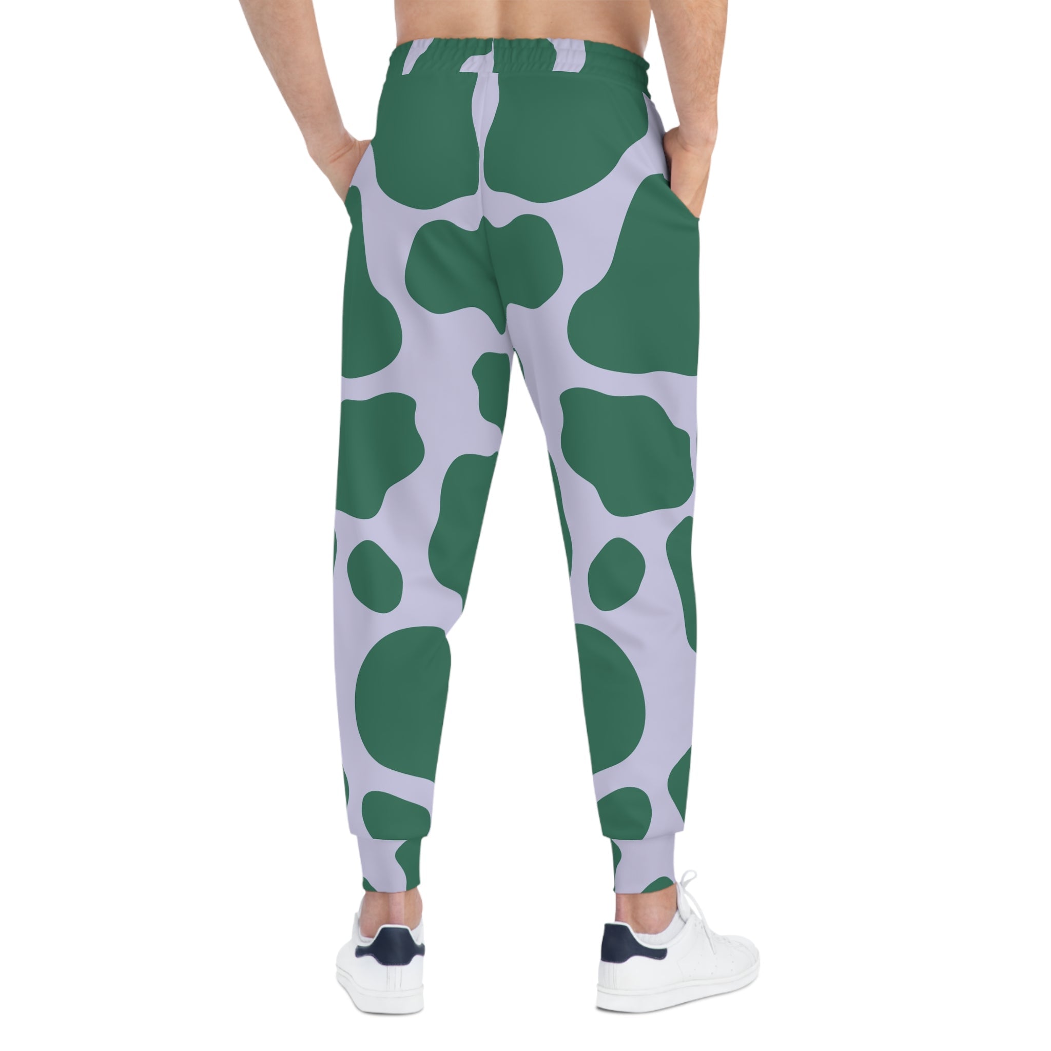 Green and White Cow Print Joggers, Artsulli - Art is Long, Life is Short, All Over Prints, , , , , , , 