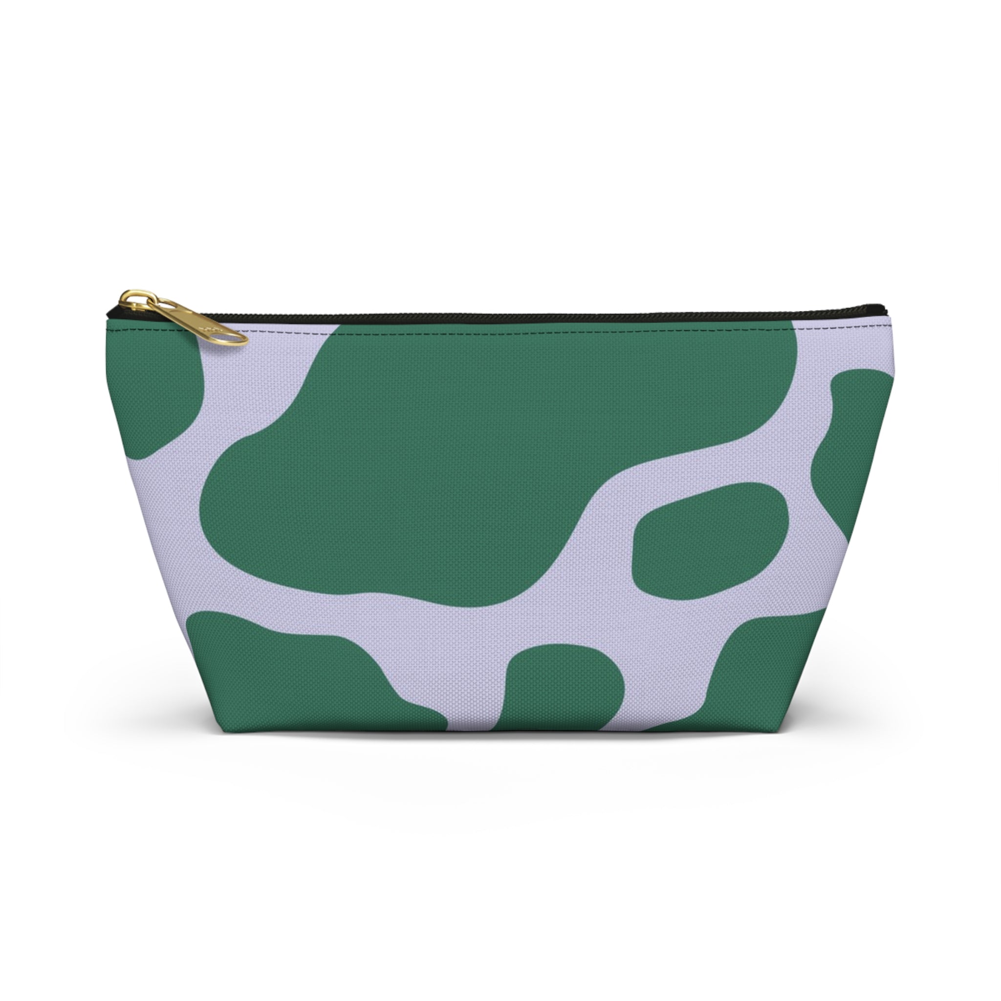 Green and White Cow Print Pouch, Artsulli - Art is Long, Life is Short, Bags, Size, Small, Color, Black zipper, , , 75915438088979203678