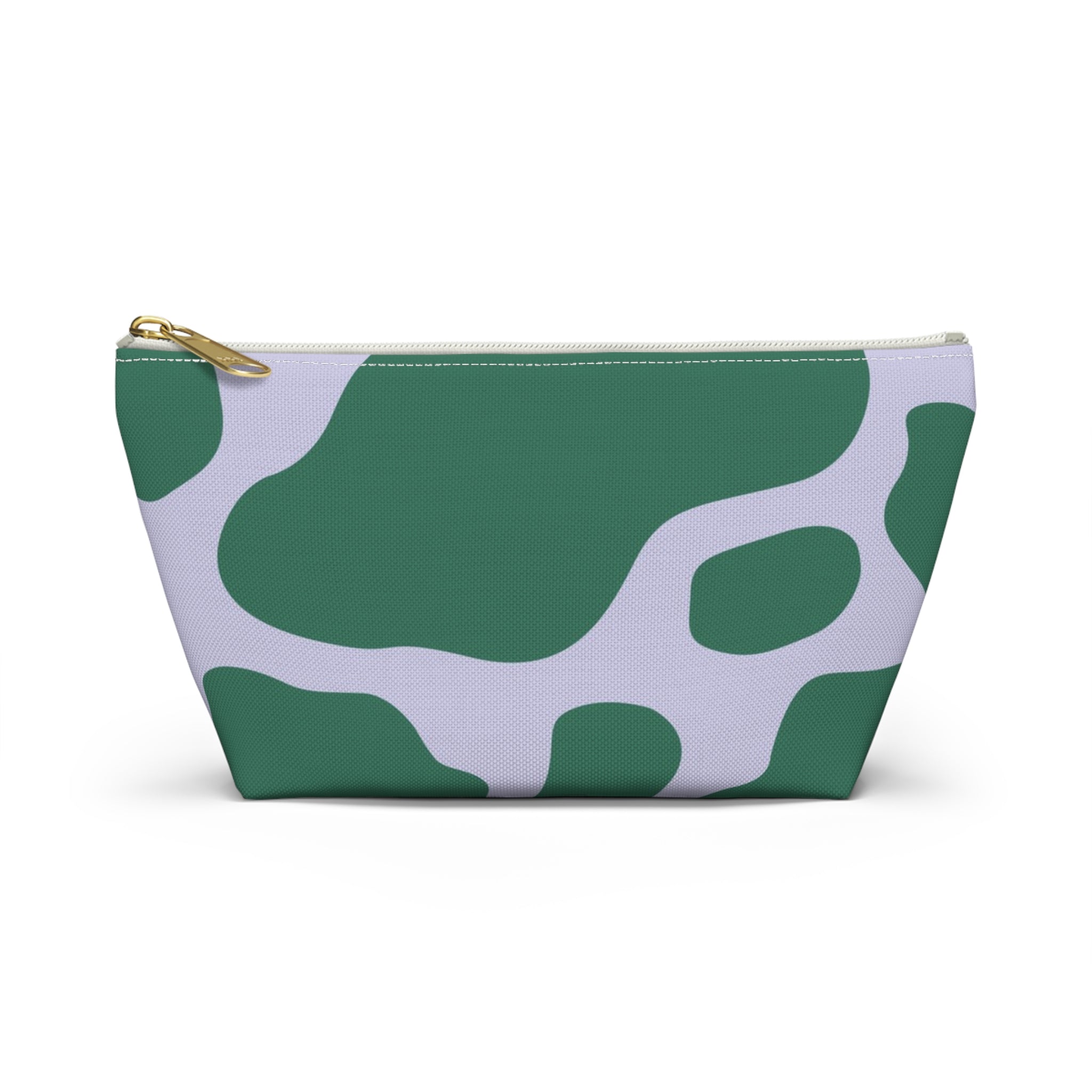 Green and White Cow Print Pouch, Artsulli - Art is Long, Life is Short, Bags, Size, Small, Color, White zipper, , , 23650503697267927994