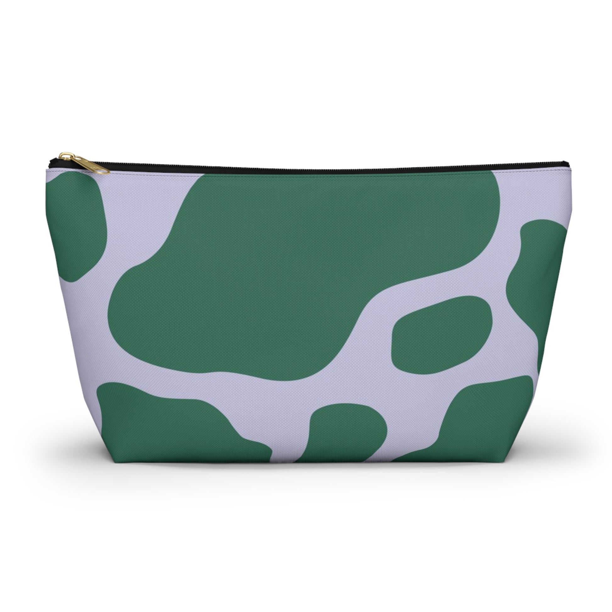 Green and White Cow Print Pouch, Artsulli - Art is Long, Life is Short, Bags, Size, Large, Color, Black zipper, , , 17795929548382822097