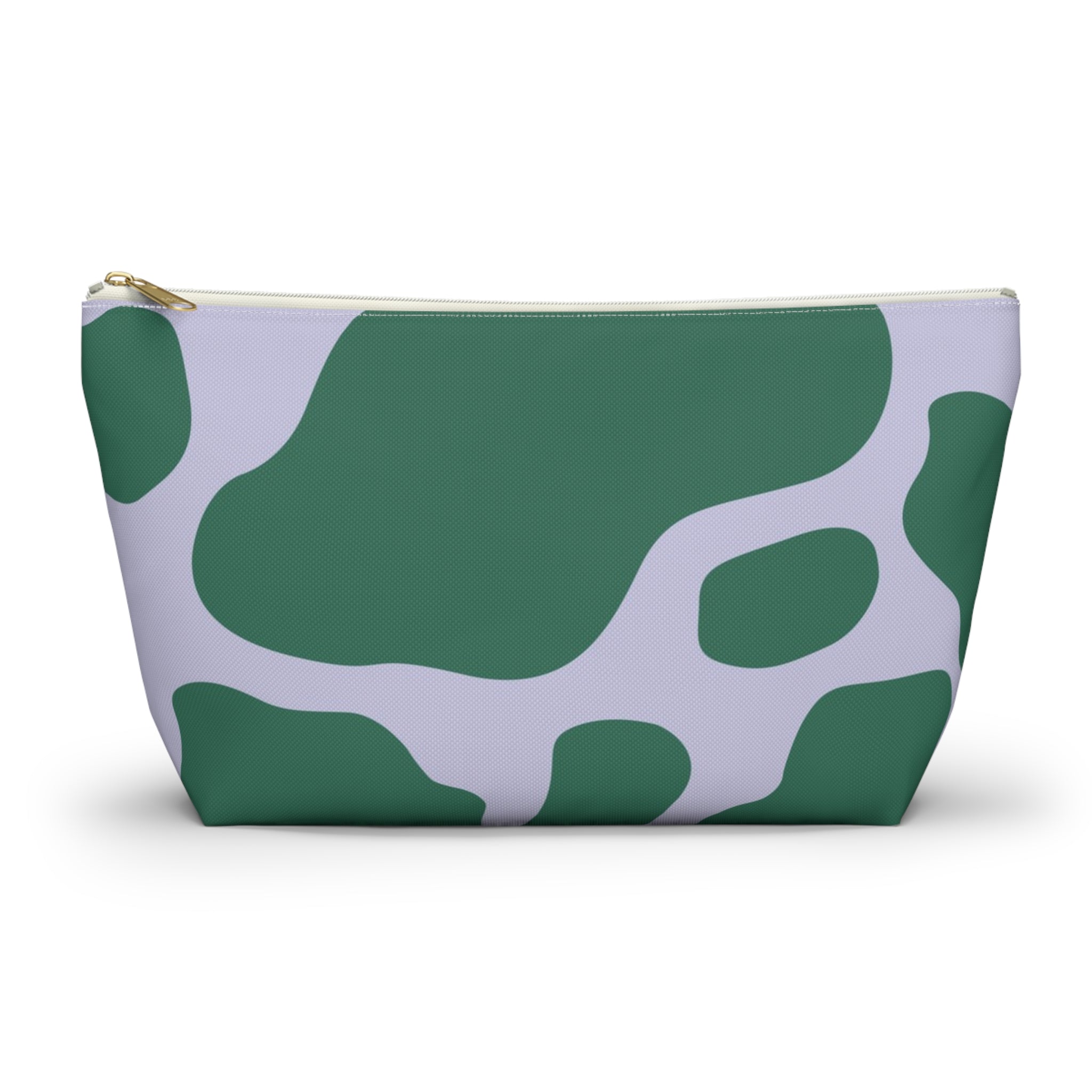 Green and White Cow Print Pouch, Artsulli - Art is Long, Life is Short, Bags, Size, Large, Color, White zipper, , , 32748551211947741259