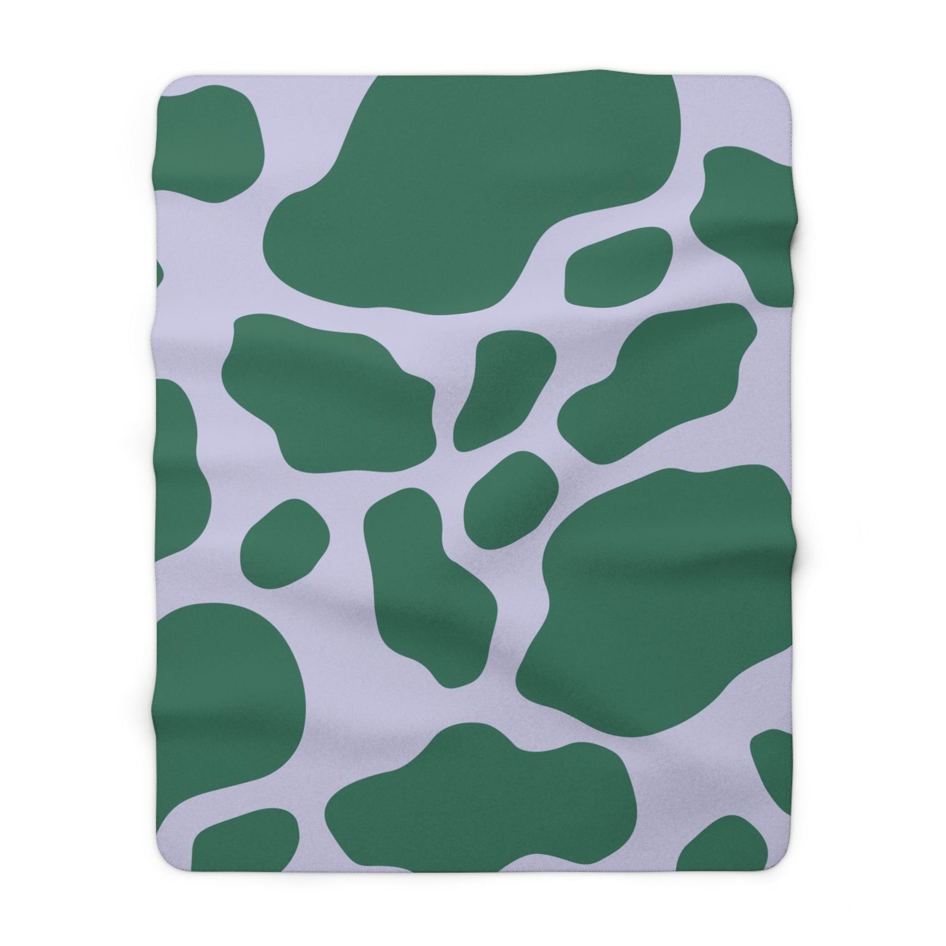 Green and White Cow Print Sherpa Fleece Blanket, Artsulli - Art is Long, Life is Short, Home Decor, Size, 60" × 80", , , , , 18852287391187177816