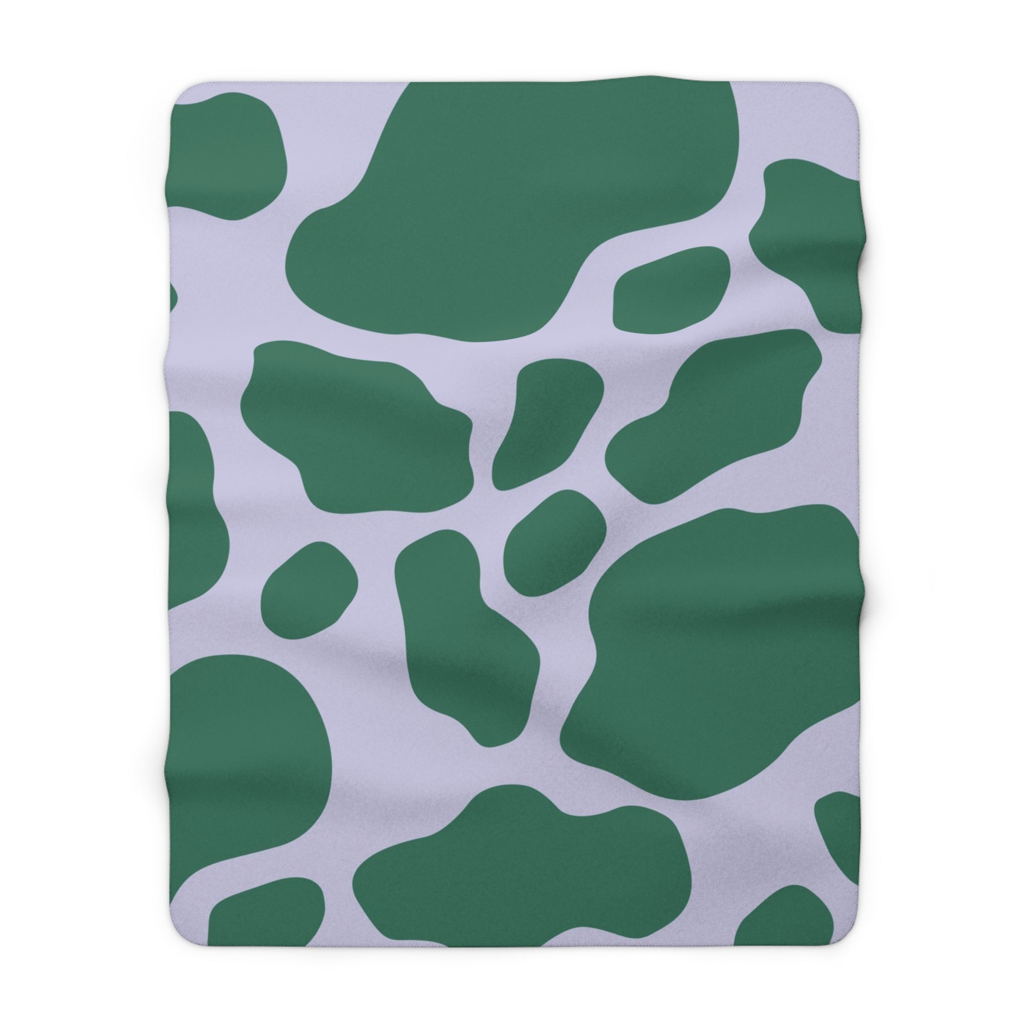 Green and White Cow Print Sherpa Fleece Blanket, Artsulli - Art is Long, Life is Short, Home Decor, Size, 60" × 80", , , , , 18852287391187177816