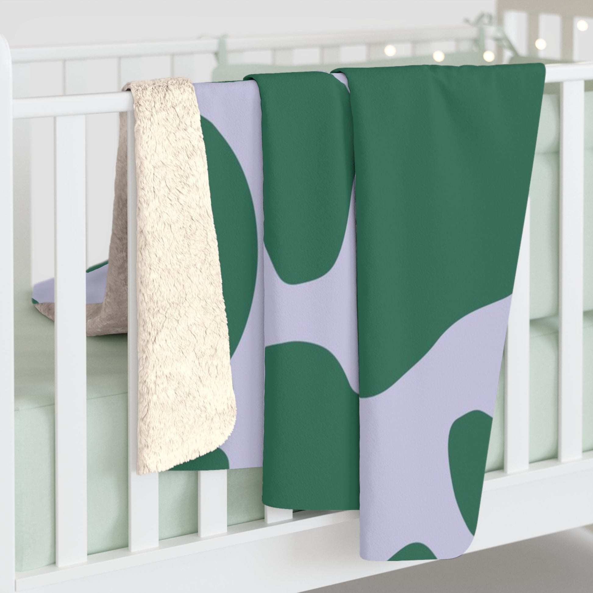 Green and White Cow Print Sherpa Fleece Blanket, Artsulli - Art is Long, Life is Short, Home Decor, , , , , , , 