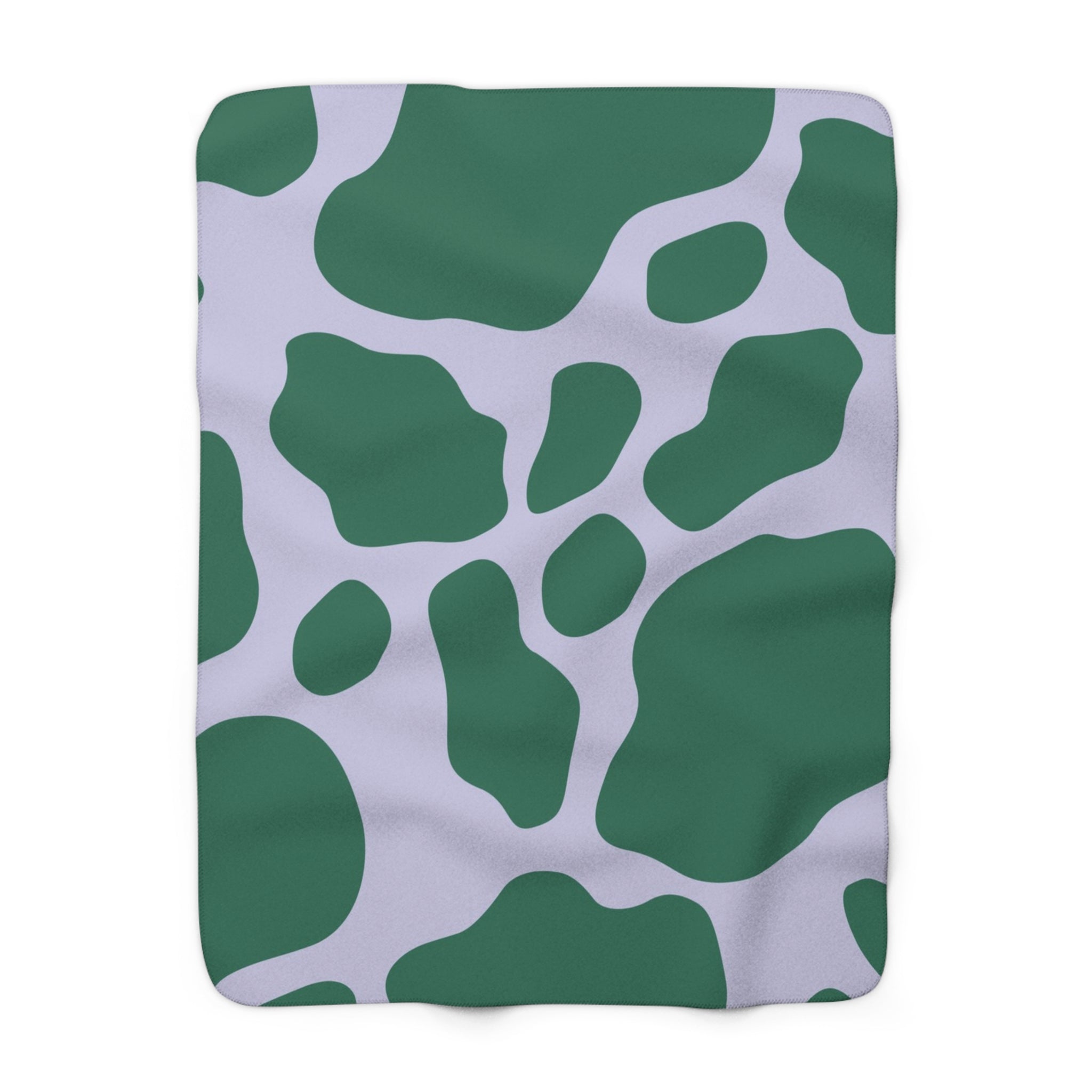 Green and White Cow Print Sherpa Fleece Blanket, Artsulli - Art is Long, Life is Short, Home Decor, Size, 50" × 60", , , , , 57147558956401307694