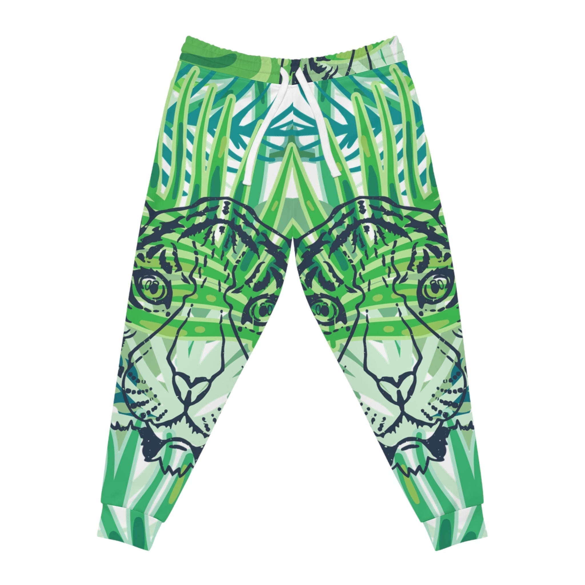 Printify Green and White Mirrored Tiger Joggers 2025