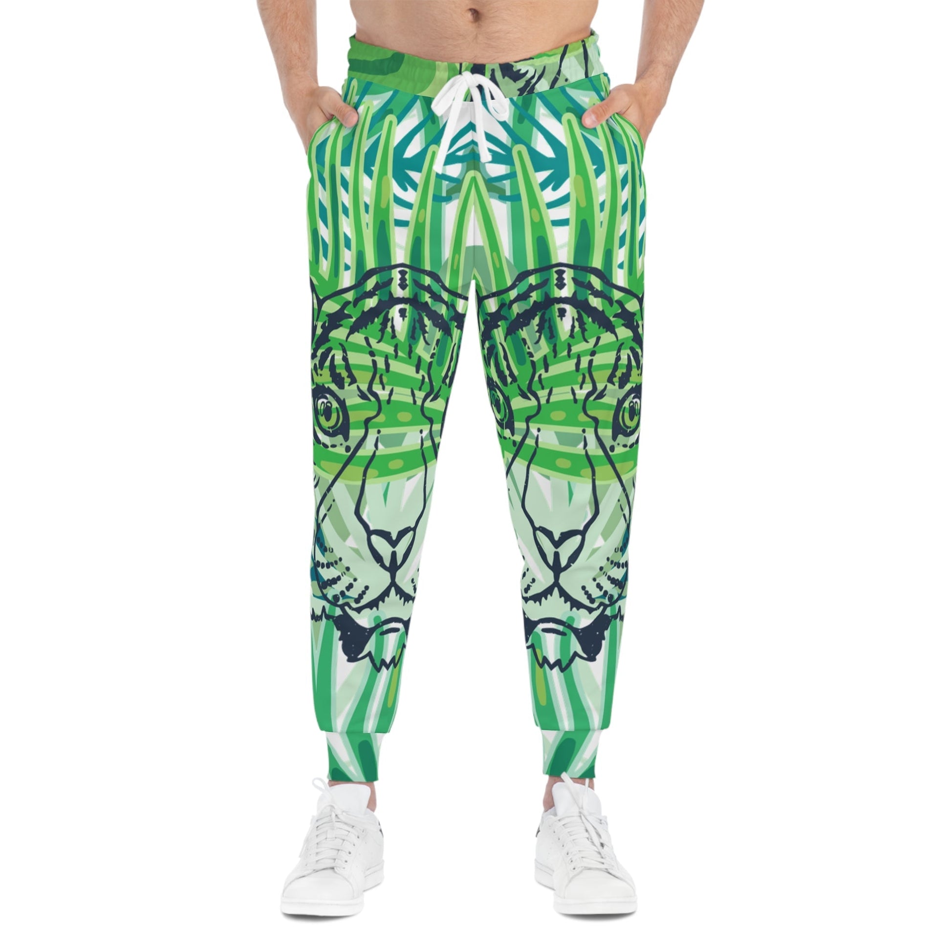 Printify Green and White Mirrored Tiger Joggers 2025