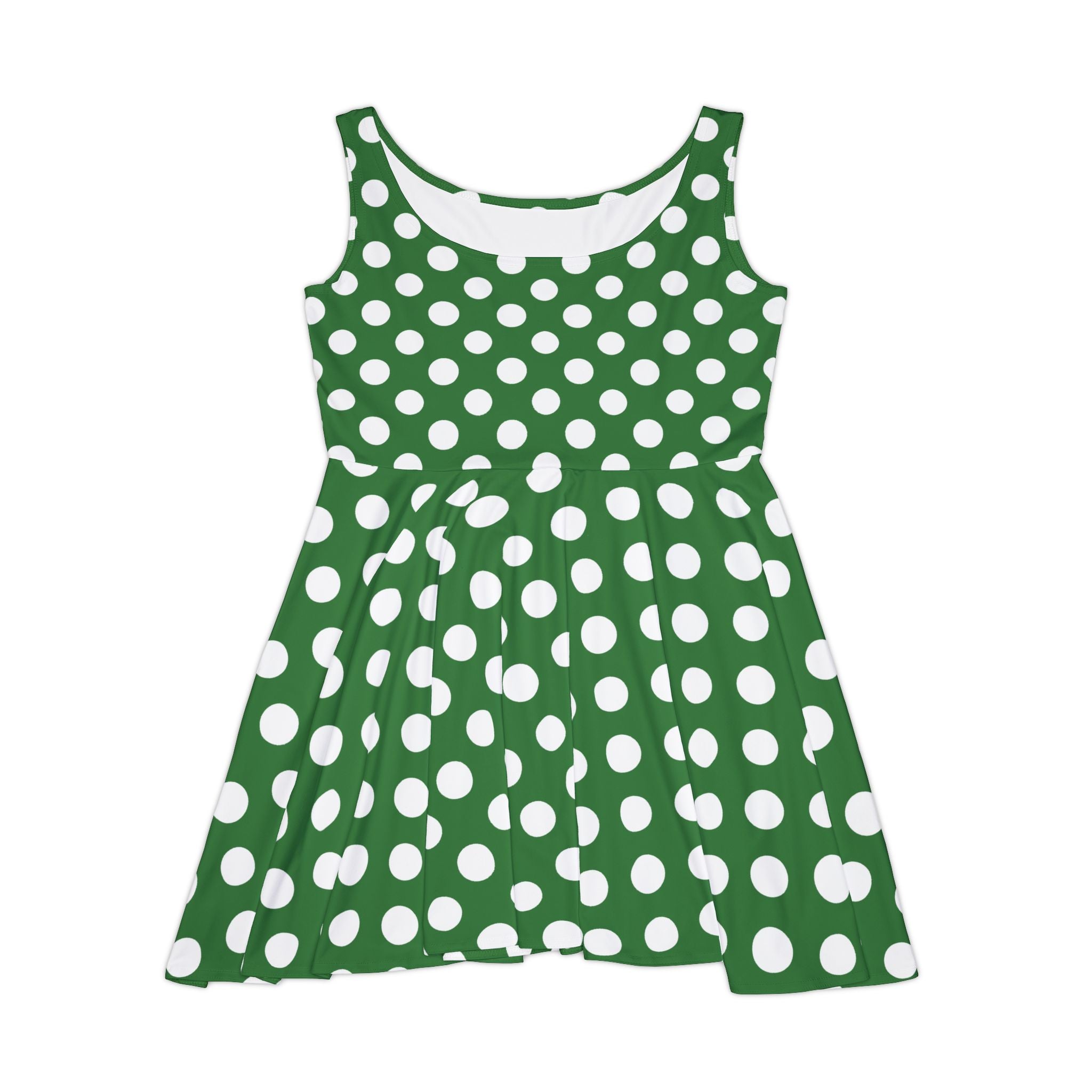 Printify Green and White Polka Dot Skater Dress 2025