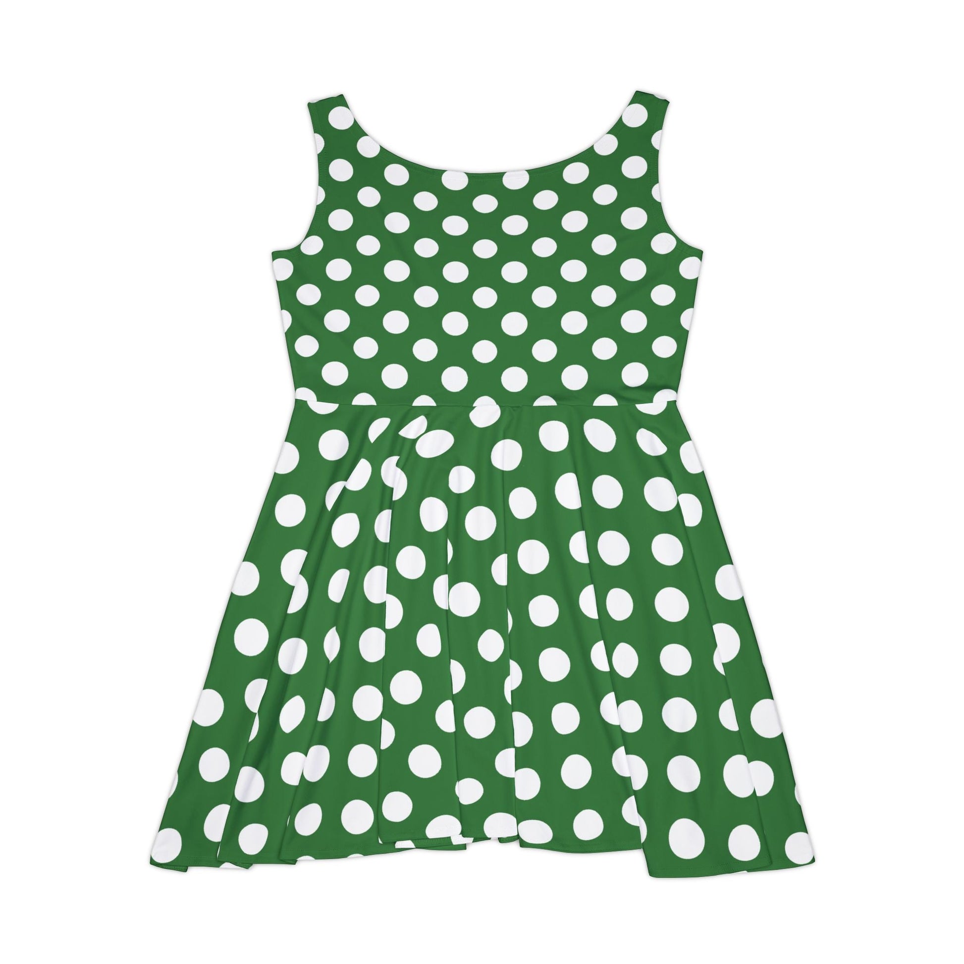 Printify Green and White Polka Dot Skater Dress 2025