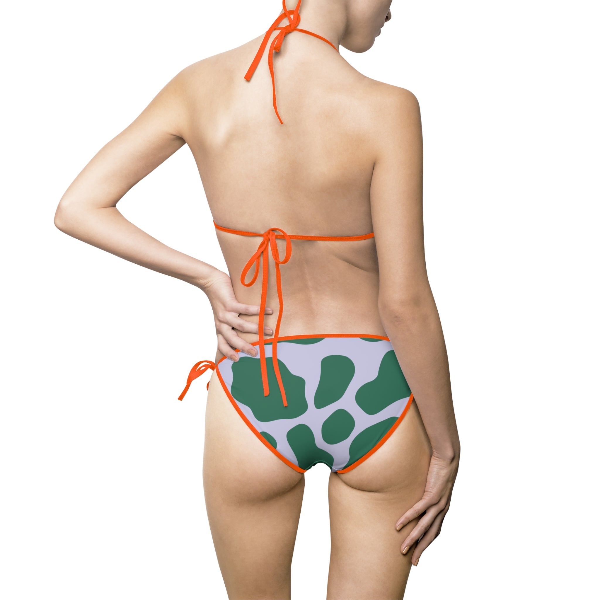 Green and White Spotted Halter Bikini Swimsuit, Artsulli - Art is Long, Life is Short, All Over Prints, , , , , , , 
