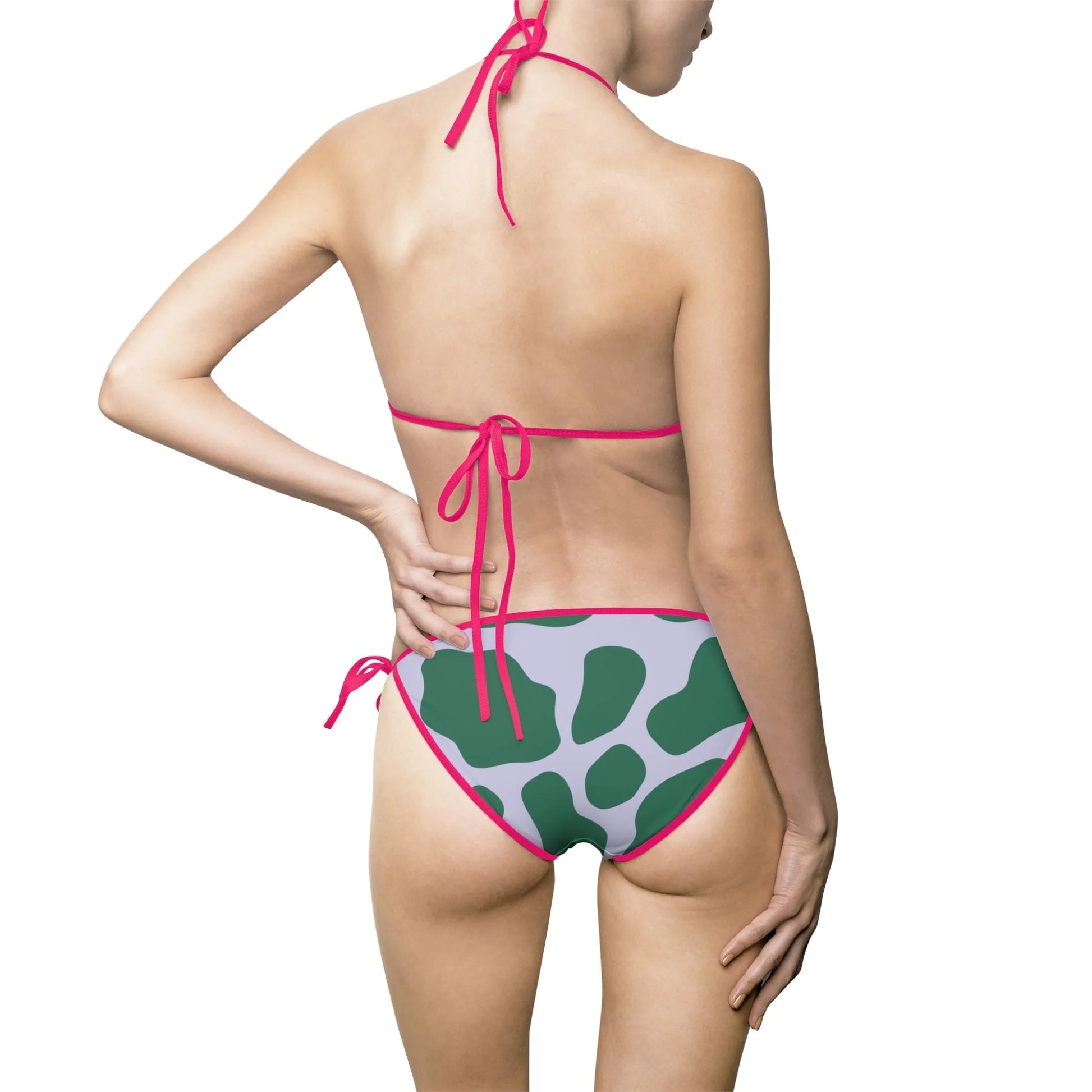 Green and White Spotted Halter Bikini Swimsuit, Artsulli - Art is Long, Life is Short, All Over Prints, , , , , , , 