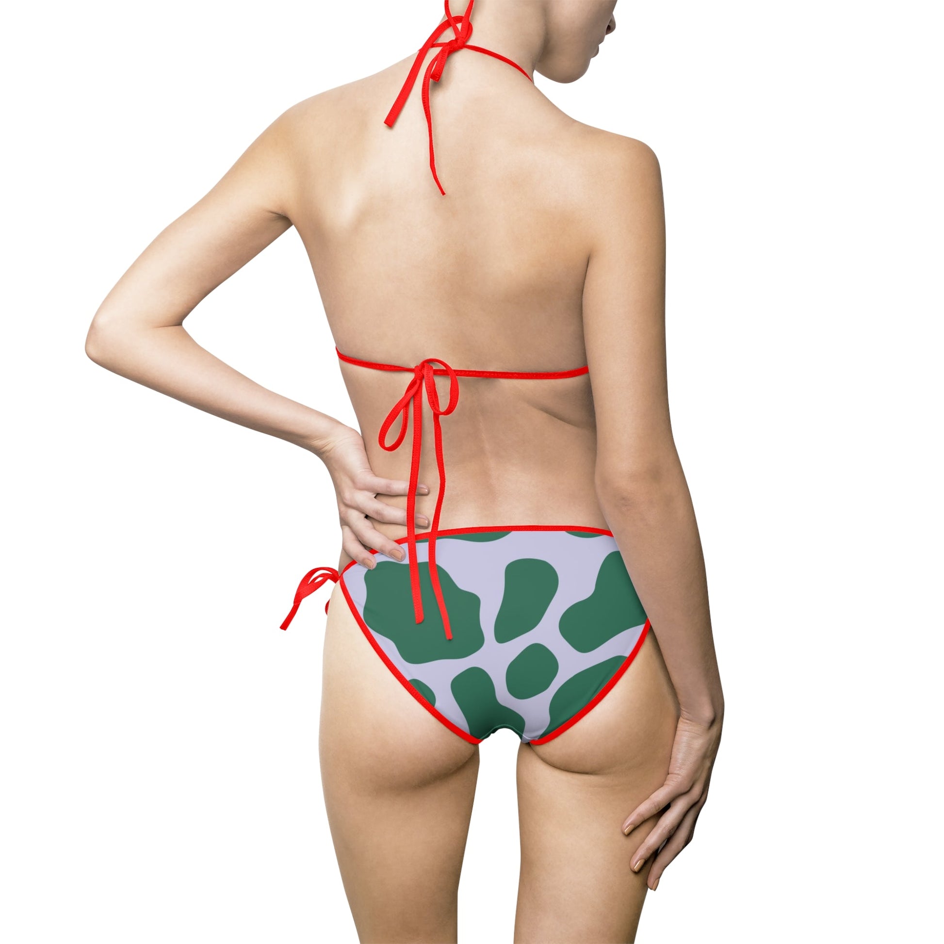Green and White Spotted Halter Bikini Swimsuit, Artsulli - Art is Long, Life is Short, All Over Prints, , , , , , , 