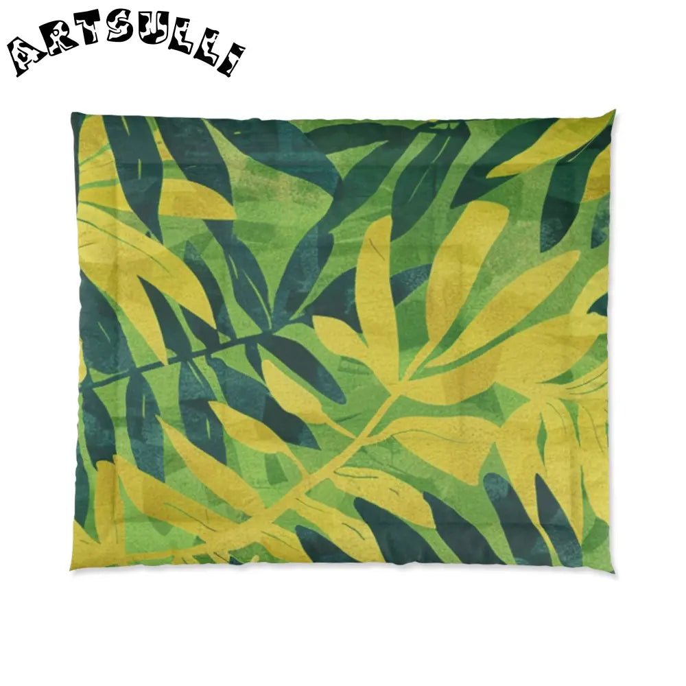 JAKKOUTTHEBXX Green and Yellow Leaf Cozy Blanket 2025