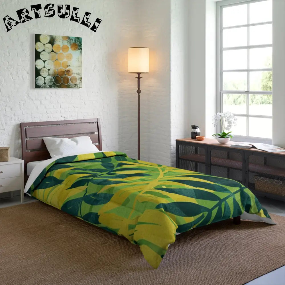 JAKKOUTTHEBXX Green and Yellow Leaf Cozy Blanket 2025