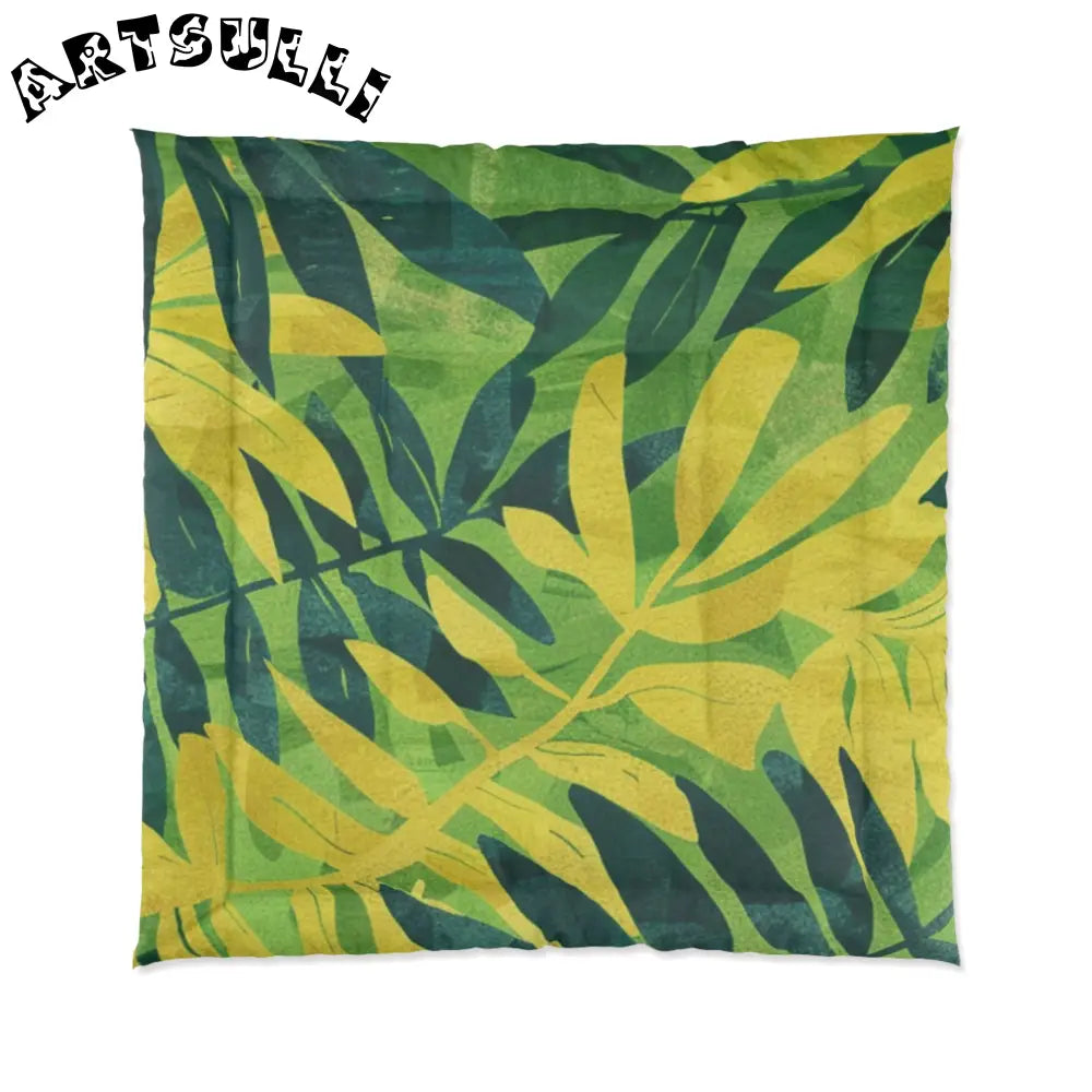 JAKKOUTTHEBXX Green and Yellow Leaf Cozy Blanket 2025