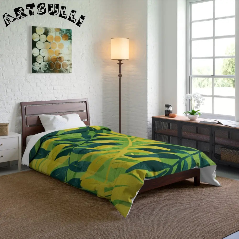 JAKKOUTTHEBXX Green and Yellow Leaf Cozy Blanket 2025