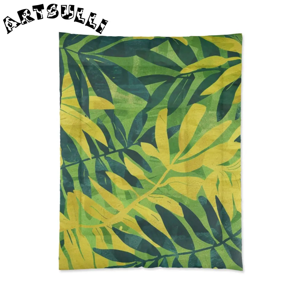 JAKKOUTTHEBXX Green and Yellow Leaf Cozy Blanket 2025