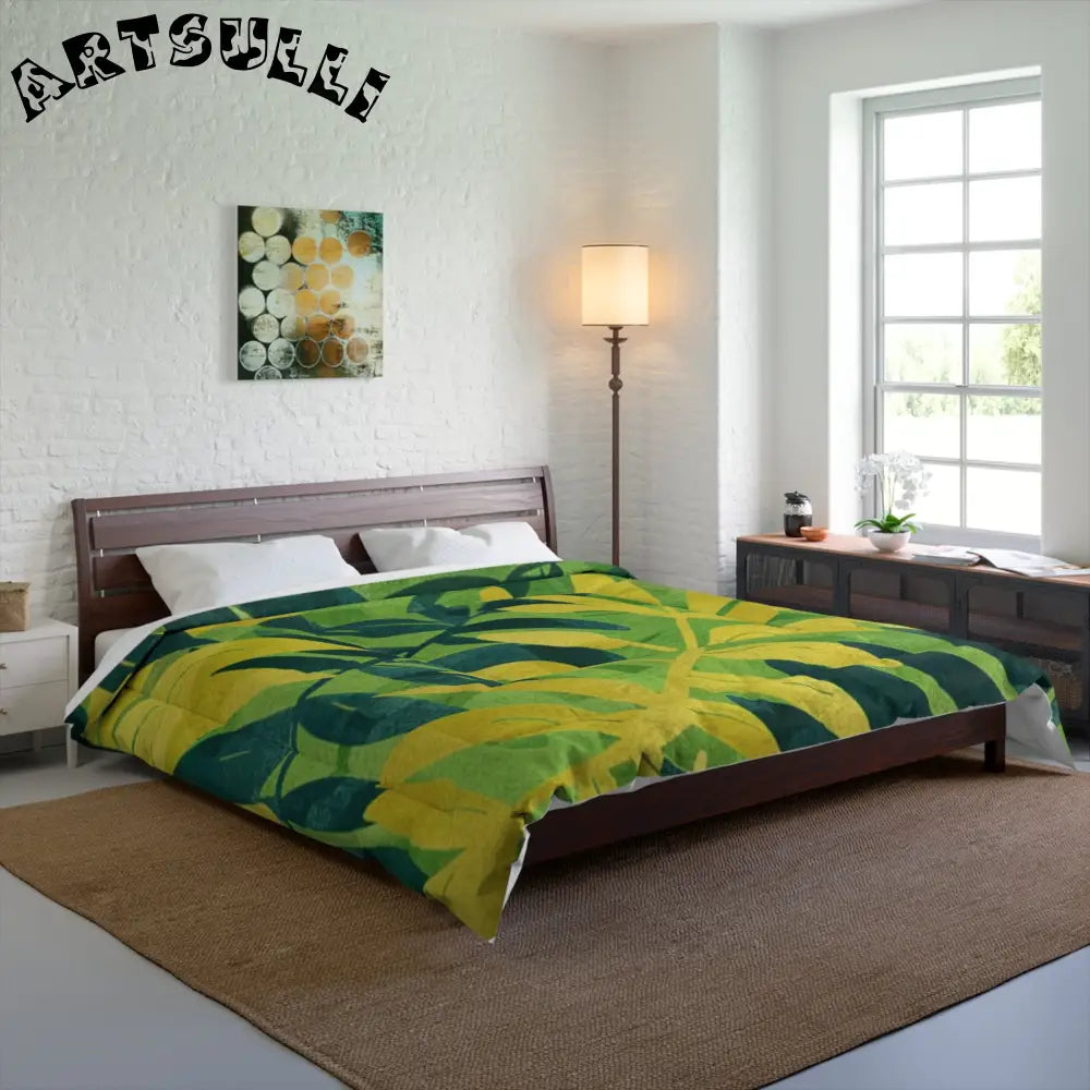 JAKKOUTTHEBXX Green and Yellow Leaf Cozy Blanket 2025