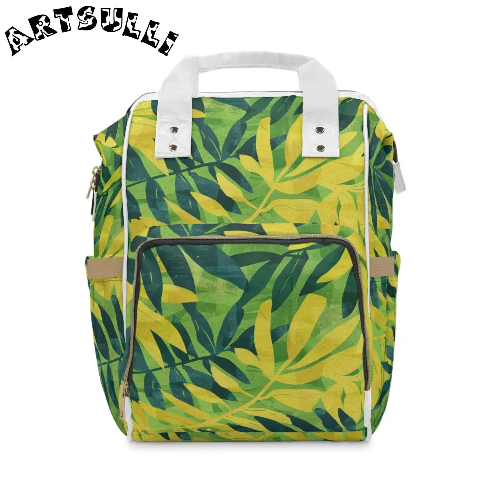 Green and Yellow Leaf Diaper Backpack, Artsulli - Art is Long, Life is Short, Bags, Size, 15.0" × 10.8" × 6.7'', , , , , 10005940217846520411