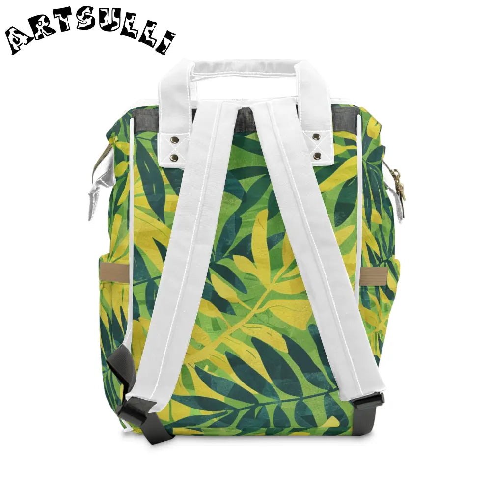 JAKKOUTTHEBXX Green and Yellow Leaf Diaper Backpack 2025