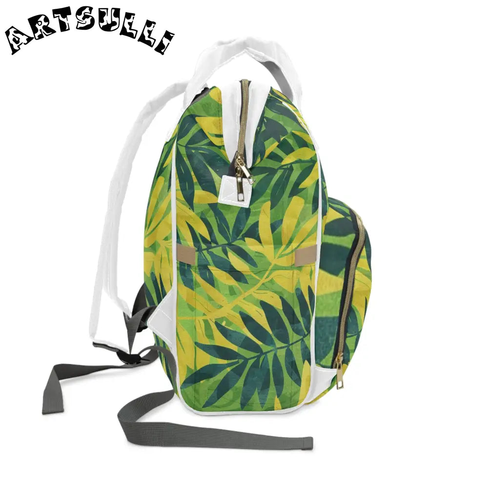 JAKKOUTTHEBXX Green and Yellow Leaf Diaper Backpack 2025