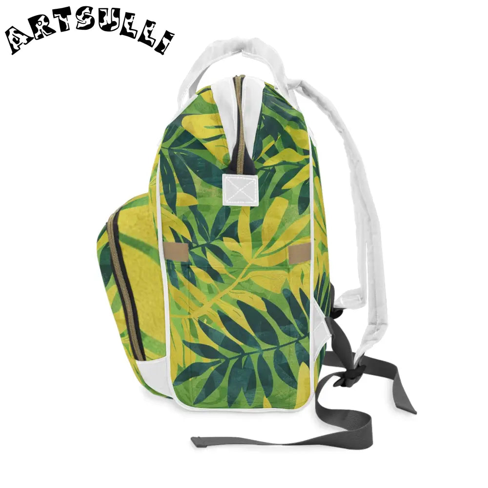 JAKKOUTTHEBXX Green and Yellow Leaf Diaper Backpack 2025