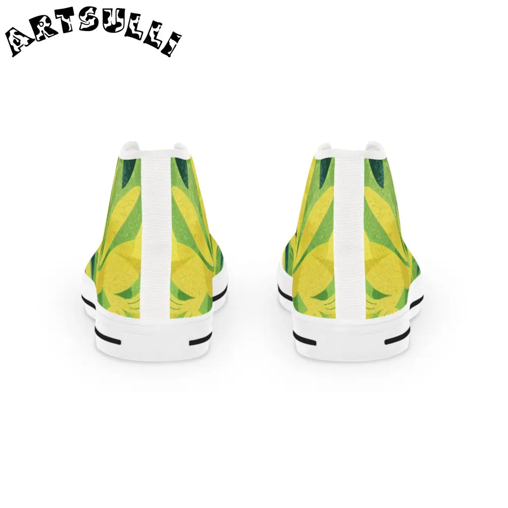 Green and Yellow Leaf High Top Sneakers, Artsulli - Art is Long, Life is Short, Shoes, , , , , , , 
