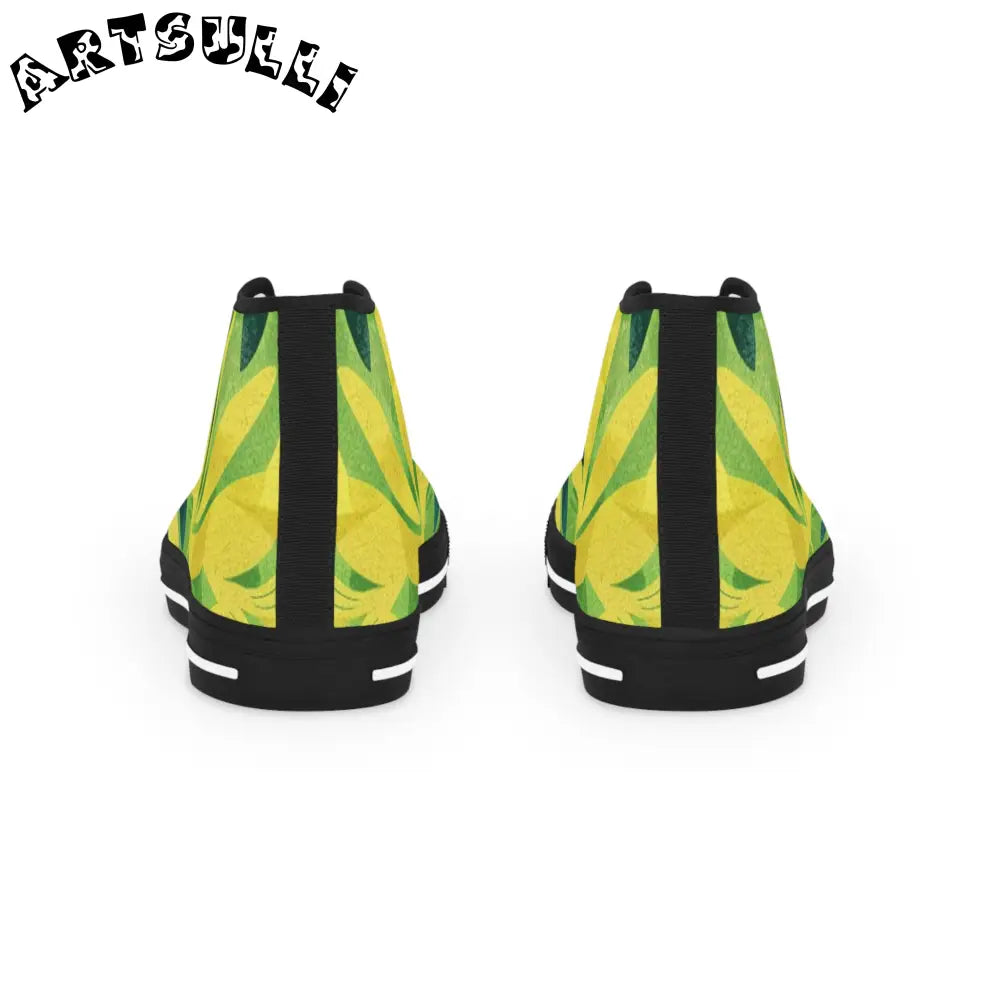 Green and Yellow Leaf High Top Sneakers, Artsulli - Art is Long, Life is Short, Shoes, , , , , , , 