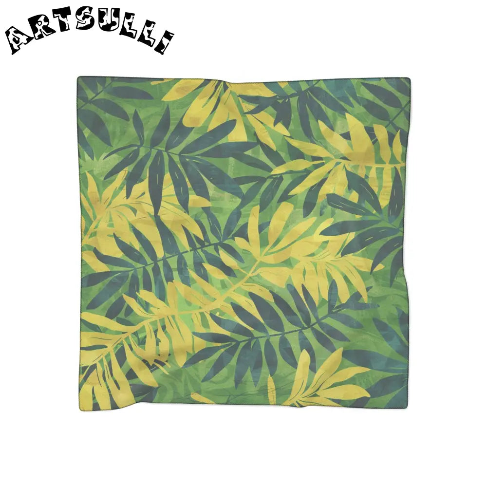 Green and Yellow Leaf Pattern Sheer Scarf, Artsulli - Art is Long, Life is Short, Accessories, Color, Poly voile, Size, 25" × 25", , , 27038390734988054352