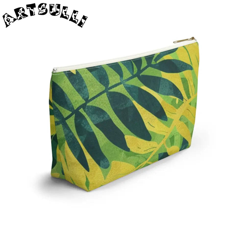 Green and Yellow Leaf T-Bottom Pouch, Artsulli - Art is Long, Life is Short, Bags, , , , , , , 