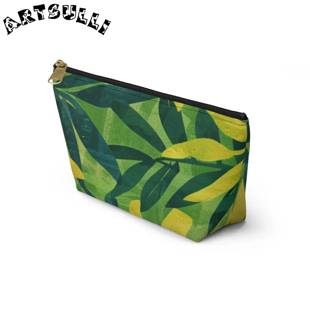 Green and Yellow Leaf T-Bottom Pouch, Artsulli - Art is Long, Life is Short, Bags, , , , , , , 