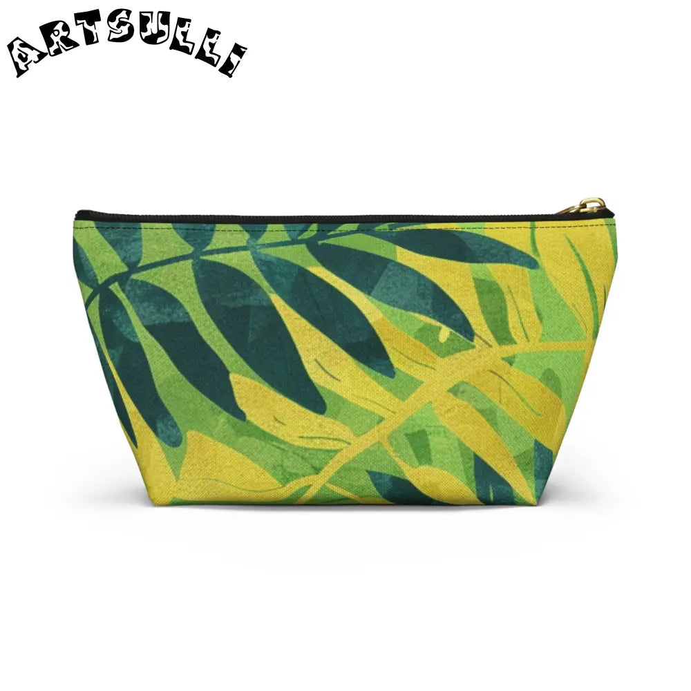 Green and Yellow Leaf T-Bottom Pouch, Artsulli - Art is Long, Life is Short, Bags, , , , , , , 