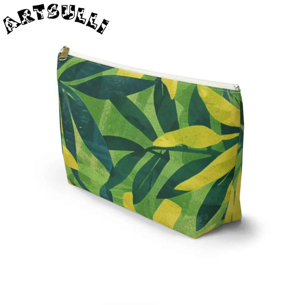 Green and Yellow Leaf T-Bottom Pouch, Artsulli - Art is Long, Life is Short, Bags, , , , , , , 