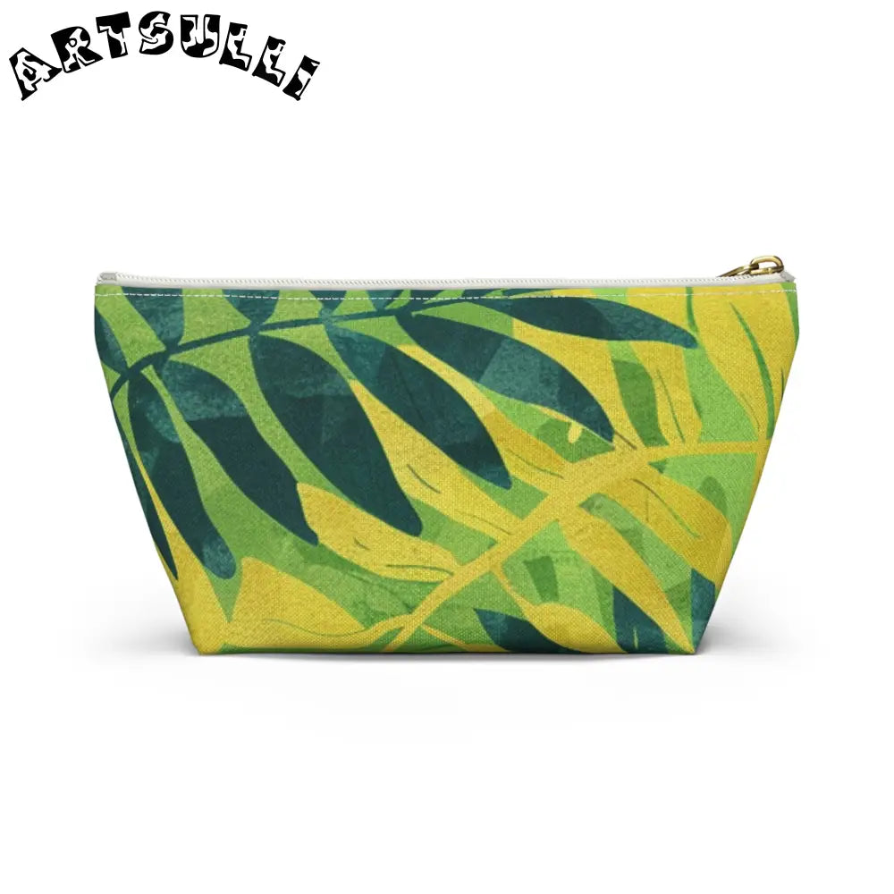 Green and Yellow Leaf T-Bottom Pouch, Artsulli - Art is Long, Life is Short, Bags, , , , , , , 