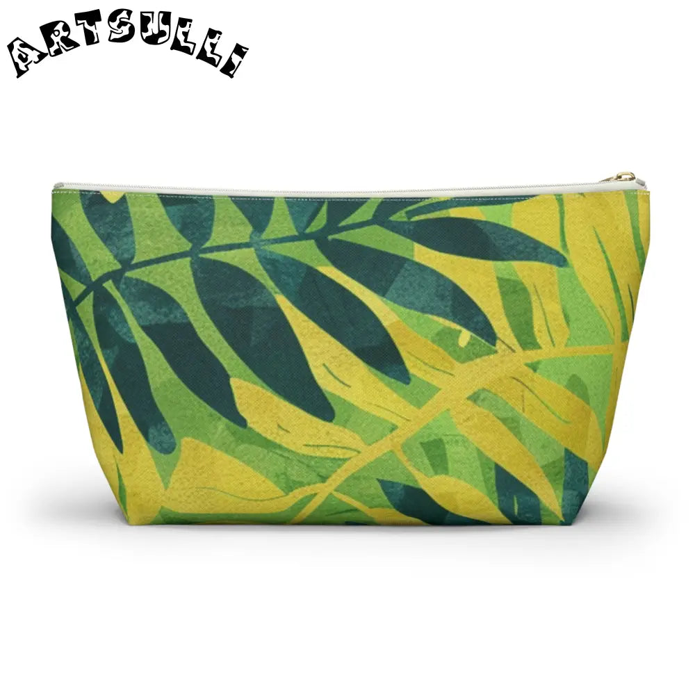 Green and Yellow Leaf T-Bottom Pouch, Artsulli - Art is Long, Life is Short, Bags, , , , , , , 