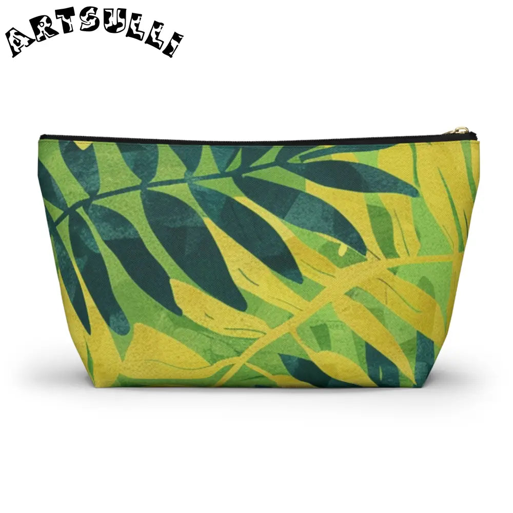 Green and Yellow Leaf T-Bottom Pouch, Artsulli - Art is Long, Life is Short, Bags, , , , , , , 