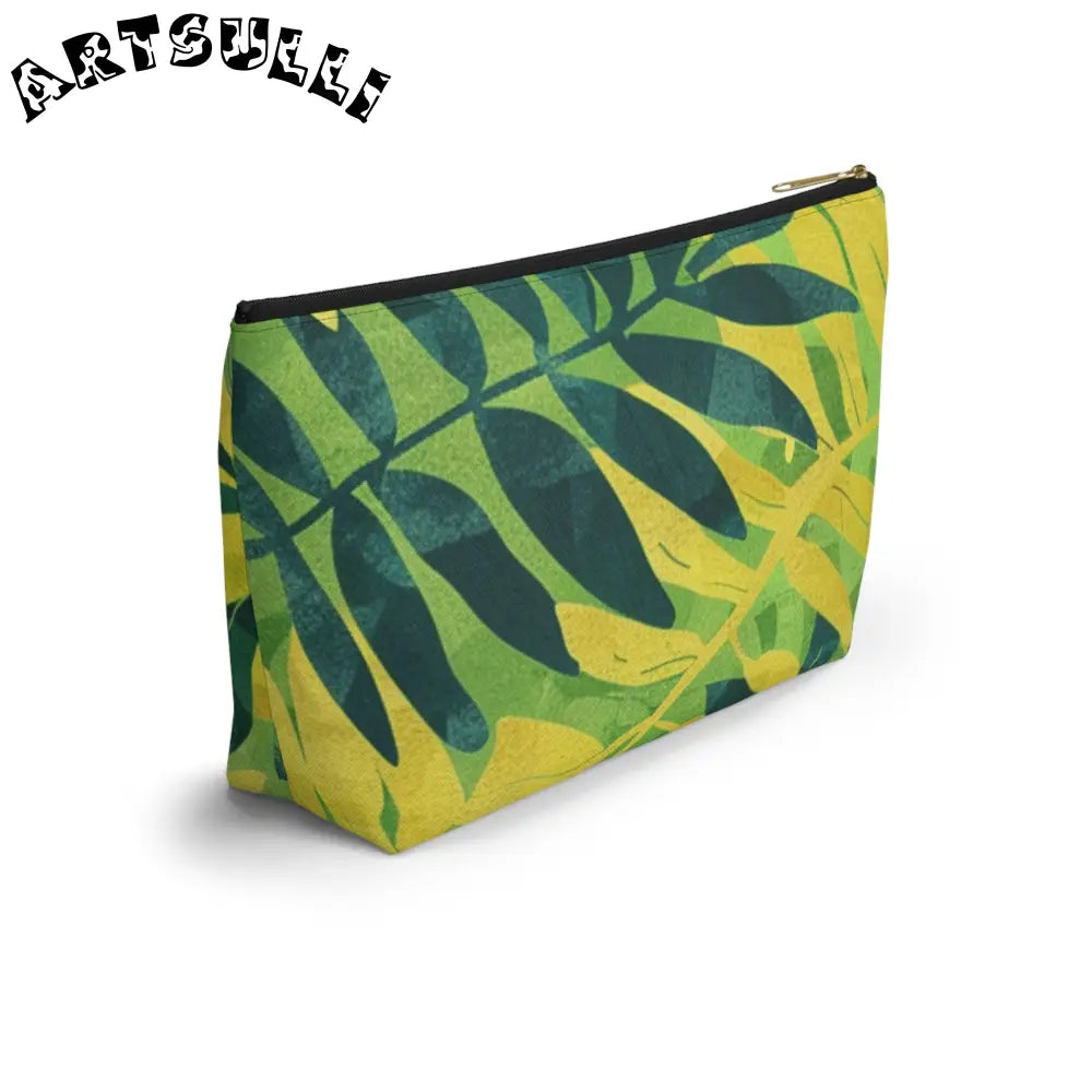 Green and Yellow Leaf T-Bottom Pouch, Artsulli - Art is Long, Life is Short, Bags, , , , , , , 